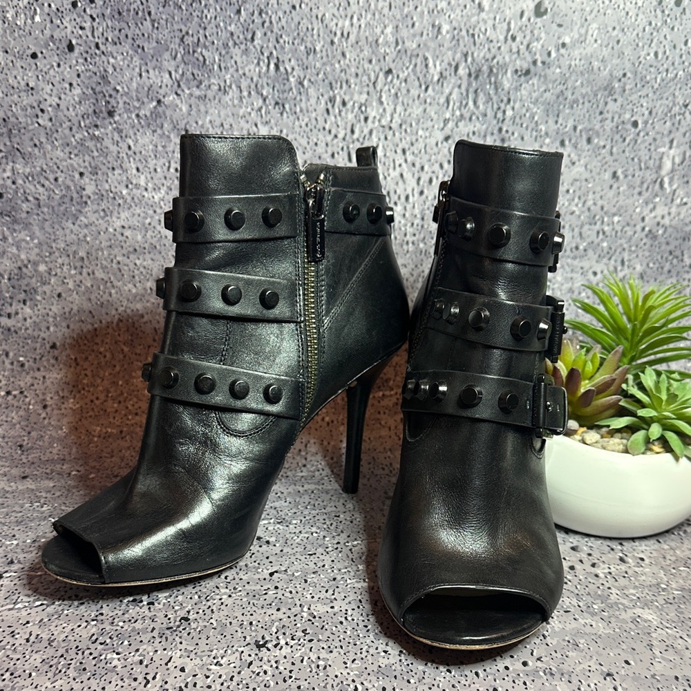 MICHAEL Michael Kors Black Peep-Toe Heeled Boots